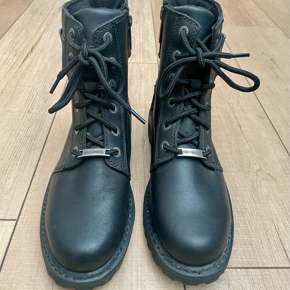 Harley-Davidson Black Leather Combat Boots